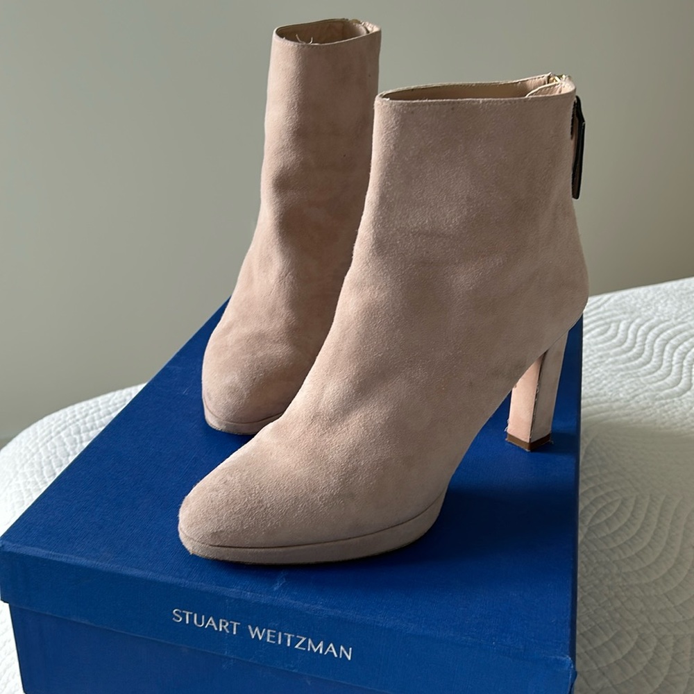 Stuart Weitzman Delphine Platform Suede Ankle Boo… - image 1